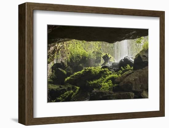 Waterfall at mouth of Kitum cave Mt. Elgon National park, Kenya, August 2017.-John Cancalosi-Framed Photographic Print