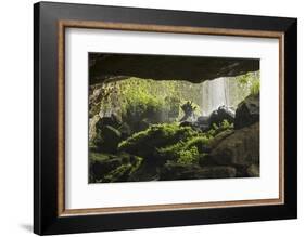 Waterfall at mouth of Kitum cave Mt. Elgon National park, Kenya, August 2017.-John Cancalosi-Framed Photographic Print