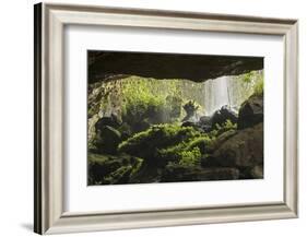 Waterfall at mouth of Kitum cave Mt. Elgon National park, Kenya, August 2017.-John Cancalosi-Framed Photographic Print