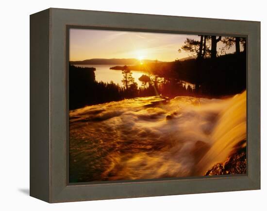 Waterfall at Sunrise in Eagle Creek Above Emerald Bay, Lake Tahoe, California, USA-Adam Jones-Framed Premier Image Canvas