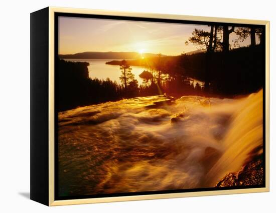 Waterfall at Sunrise in Eagle Creek Above Emerald Bay, Lake Tahoe, California, USA-Adam Jones-Framed Premier Image Canvas