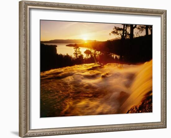 Waterfall at Sunrise in Eagle Creek Above Emerald Bay, Lake Tahoe, California, USA-Adam Jones-Framed Photographic Print