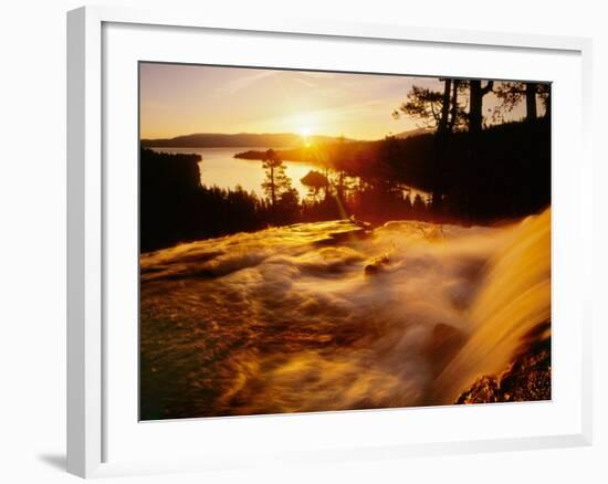 Waterfall at Sunrise in Eagle Creek Above Emerald Bay, Lake Tahoe, California, USA-Adam Jones-Framed Photographic Print