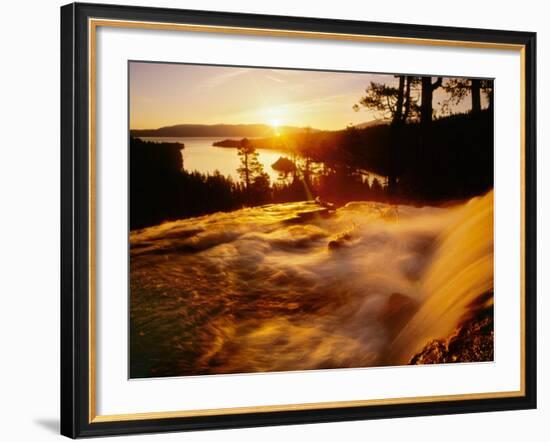 Waterfall at Sunrise in Eagle Creek Above Emerald Bay, Lake Tahoe, California, USA-Adam Jones-Framed Photographic Print