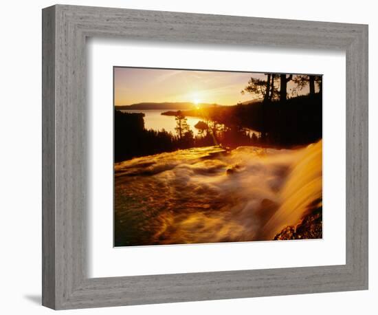 Waterfall at Sunrise in Eagle Creek Above Emerald Bay, Lake Tahoe, California, USA-Adam Jones-Framed Photographic Print