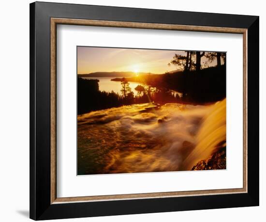 Waterfall at Sunrise in Eagle Creek Above Emerald Bay, Lake Tahoe, California, USA-Adam Jones-Framed Photographic Print