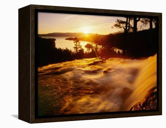 Waterfall at Sunrise in Eagle Creek Above Emerald Bay, Lake Tahoe, California, USA-Adam Jones-Framed Premier Image Canvas