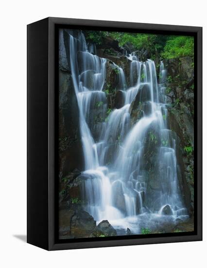 Waterfall Cascading over Rocks-Jagdish Agarwal-Framed Premier Image Canvas