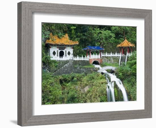 Waterfall, Changshun Tzu Water Temple, Taroko Gorge National Park, Taiwan, China-Christian Kober-Framed Photographic Print