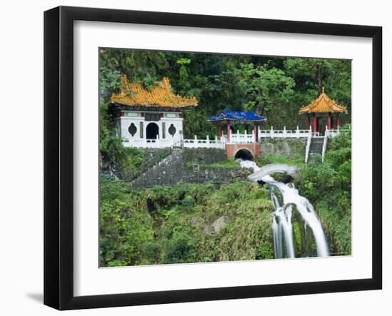 Waterfall, Changshun Tzu Water Temple, Taroko Gorge National Park, Taiwan, China-Christian Kober-Framed Photographic Print