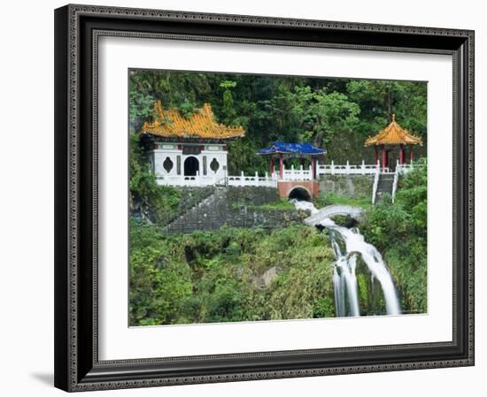 Waterfall, Changshun Tzu Water Temple, Taroko Gorge National Park, Taiwan, China-Christian Kober-Framed Photographic Print