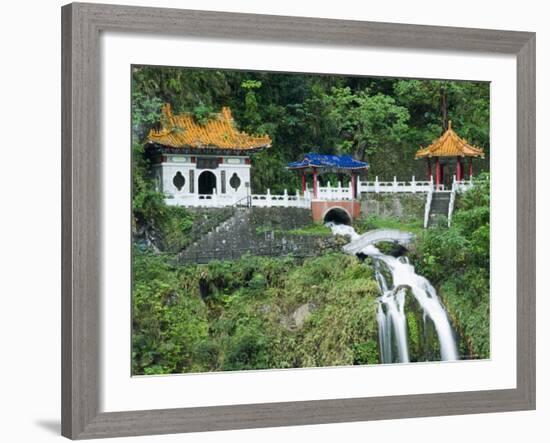 Waterfall, Changshun Tzu Water Temple, Taroko Gorge National Park, Taiwan, China-Christian Kober-Framed Photographic Print