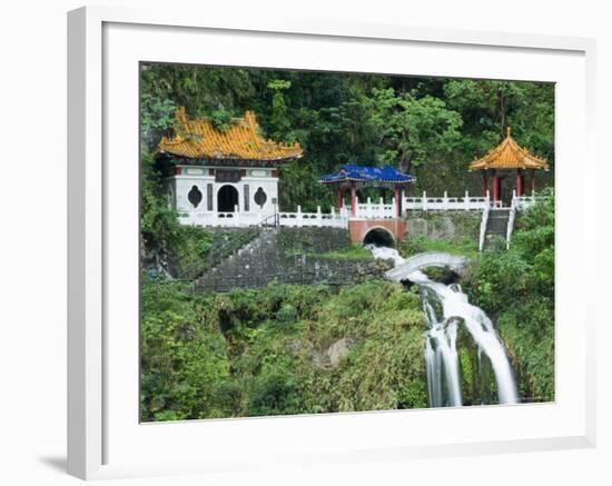 Waterfall, Changshun Tzu Water Temple, Taroko Gorge National Park, Taiwan, China-Christian Kober-Framed Photographic Print