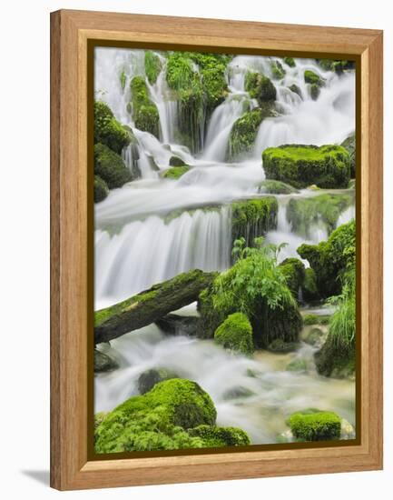 Waterfall Detail, Cirque De La Consolation, Doubs, France-Rainer Mirau-Framed Premier Image Canvas