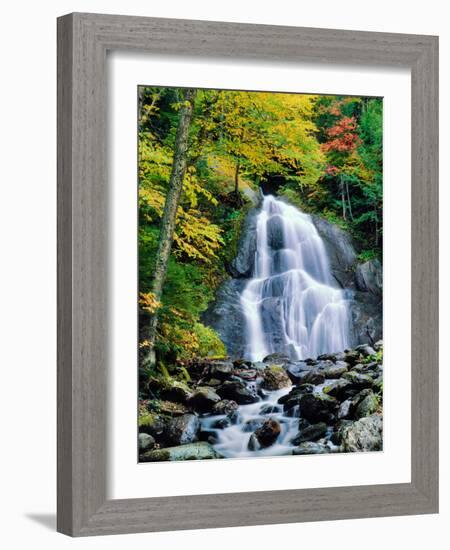 Waterfall in a forest, Moss Glen Falls, 3873 Route 100, Granville Reservation State Park, Granvi...-null-Framed Photographic Print