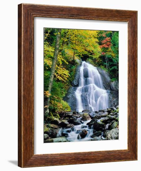 Waterfall in a forest, Moss Glen Falls, 3873 Route 100, Granville Reservation State Park, Granvi...-null-Framed Photographic Print