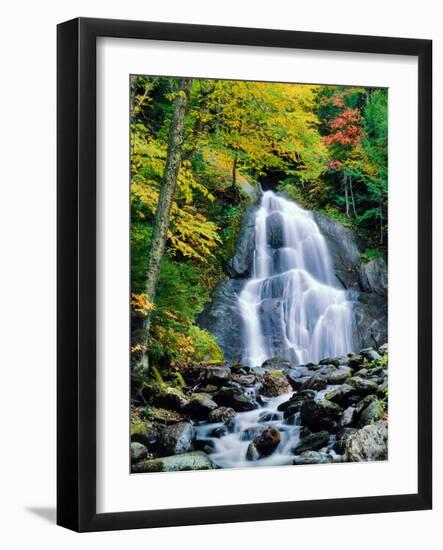 Waterfall in a forest, Moss Glen Falls, 3873 Route 100, Granville Reservation State Park, Granvi...-null-Framed Photographic Print