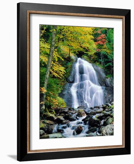 Waterfall in a forest, Moss Glen Falls, 3873 Route 100, Granville Reservation State Park, Granvi...-null-Framed Photographic Print