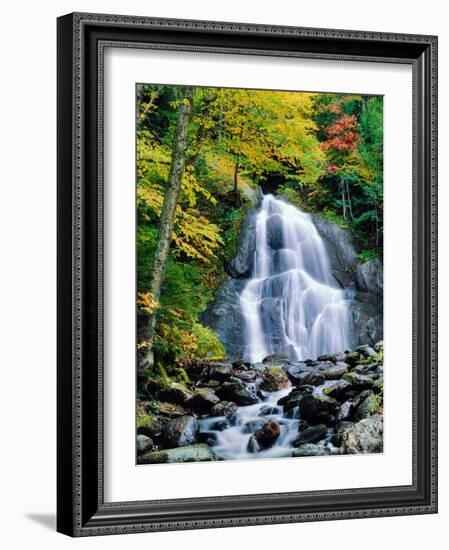 Waterfall in a forest, Moss Glen Falls, 3873 Route 100, Granville Reservation State Park, Granvi...-null-Framed Photographic Print