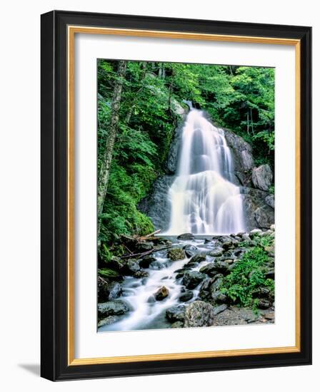 Waterfall in a forest, Moss Glen Falls, 3873 Route 100, Granville Reservation State Park, Granvi...-null-Framed Photographic Print