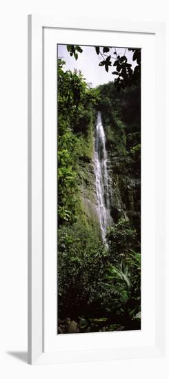 Waterfall in a Forest, Waimoku Falls, Haleakala National Park, Maui, Hawaii, USA-null-Framed Photographic Print