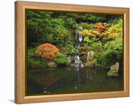 Waterfall in Autumn at the Portland Japanese Garden, Portland, Oregon, USA-Michel Hersen-Framed Premier Image Canvas