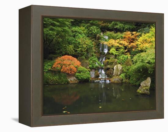 Waterfall in Autumn at the Portland Japanese Garden, Portland, Oregon, USA-Michel Hersen-Framed Premier Image Canvas