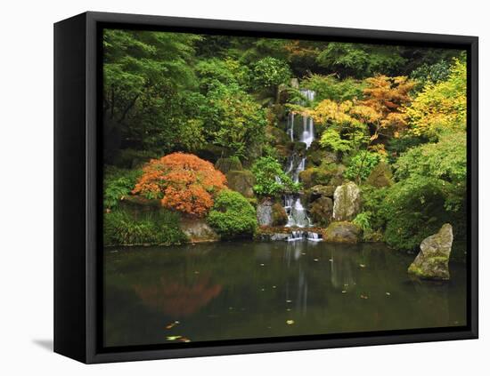 Waterfall in Autumn at the Portland Japanese Garden, Portland, Oregon, USA-Michel Hersen-Framed Premier Image Canvas