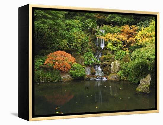 Waterfall in Autumn at the Portland Japanese Garden, Portland, Oregon, USA-Michel Hersen-Framed Premier Image Canvas