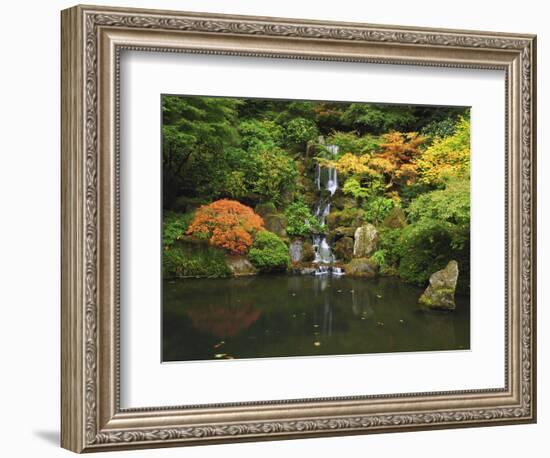 Waterfall in Autumn at the Portland Japanese Garden, Portland, Oregon, USA-Michel Hersen-Framed Photographic Print