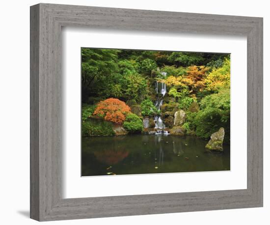 Waterfall in Autumn at the Portland Japanese Garden, Portland, Oregon, USA-Michel Hersen-Framed Photographic Print