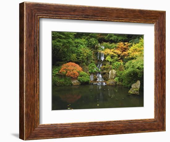 Waterfall in Autumn at the Portland Japanese Garden, Portland, Oregon, USA-Michel Hersen-Framed Photographic Print