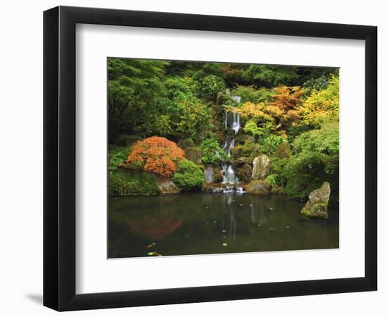 Waterfall in Autumn at the Portland Japanese Garden, Portland, Oregon, USA-Michel Hersen-Framed Photographic Print