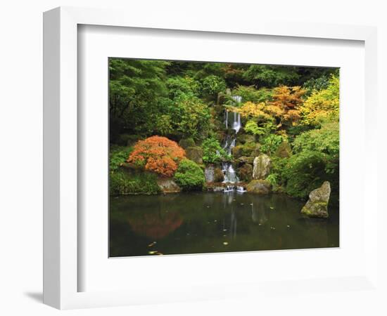 Waterfall in Autumn at the Portland Japanese Garden, Portland, Oregon, USA-Michel Hersen-Framed Photographic Print