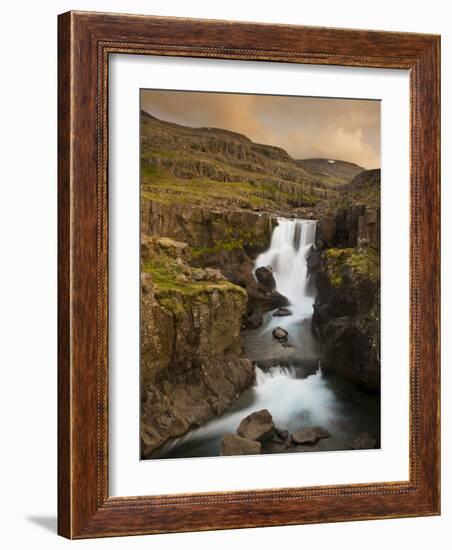 Waterfall in Berufjordur Fjord, Iceland-Don Grall-Framed Photographic Print