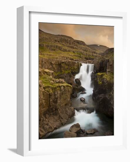 Waterfall in Berufjordur Fjord, Iceland-Don Grall-Framed Photographic Print