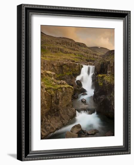 Waterfall in Berufjordur Fjord, Iceland-Don Grall-Framed Photographic Print