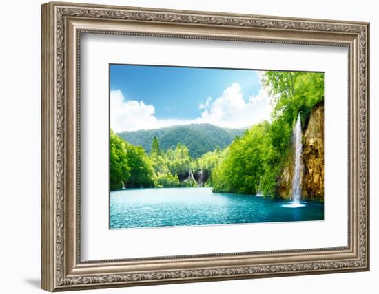 Waterfall in Deep Forest of Croatia-Iakov Kalinin-Framed Photographic Print