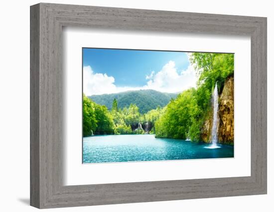 Waterfall in Deep Forest of Croatia-Iakov Kalinin-Framed Photographic Print