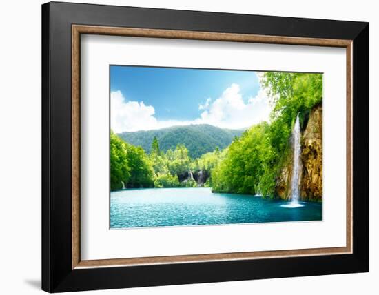 Waterfall in Deep Forest of Croatia-Iakov Kalinin-Framed Photographic Print