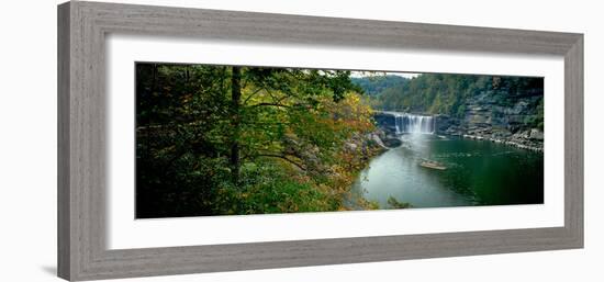 Waterfall in forest, Cumberland Falls, Cumberland Falls State Park, Kentucky, USA-null-Framed Photographic Print