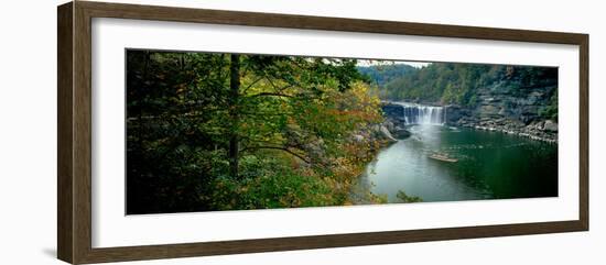 Waterfall in forest, Cumberland Falls, Cumberland Falls State Park, Kentucky, USA-null-Framed Photographic Print