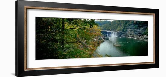 Waterfall in forest, Cumberland Falls, Cumberland Falls State Park, Kentucky, USA-null-Framed Photographic Print