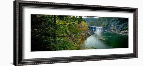 Waterfall in forest, Cumberland Falls, Cumberland Falls State Park, Kentucky, USA-null-Framed Photographic Print