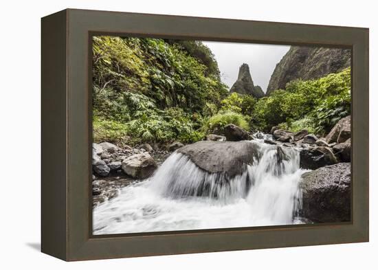 Waterfall in Iao Valley State Park, Maui, Hawaii, United States of America, Pacific-Michael Nolan-Framed Premier Image Canvas