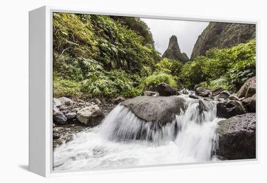 Waterfall in Iao Valley State Park, Maui, Hawaii, United States of America, Pacific-Michael Nolan-Framed Premier Image Canvas