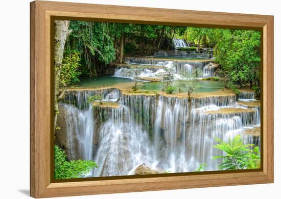 Waterfall in Kanchanaburi Province, Thailand-Pongphan Ruengchai-Framed Premier Image Canvas