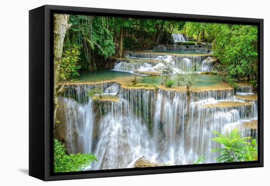 Waterfall in Kanchanaburi Province, Thailand-Pongphan Ruengchai-Framed Premier Image Canvas