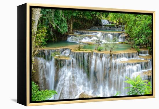 Waterfall in Kanchanaburi Province, Thailand-Pongphan Ruengchai-Framed Premier Image Canvas