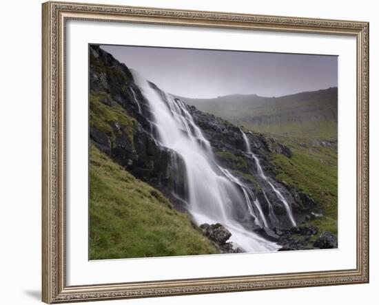 Waterfall, Laksa River Near Hellur, Eysturoy Island, Faroe Islands, Denmark, Europe-Patrick Dieudonne-Framed Photographic Print